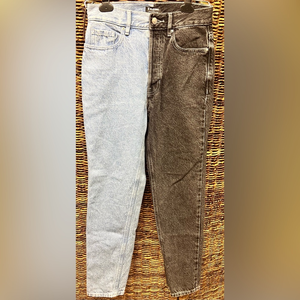 Pac Sun x Playboy, Two-Tone Black and Light Blue‎ Jeans, size:24